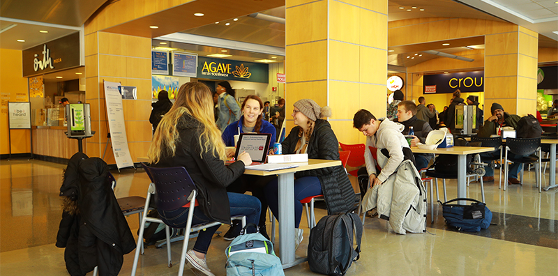 Students dining in food court