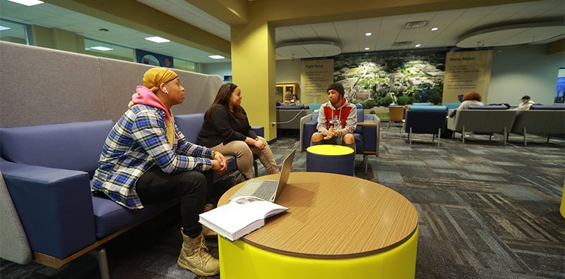 Students in Trimble lounge